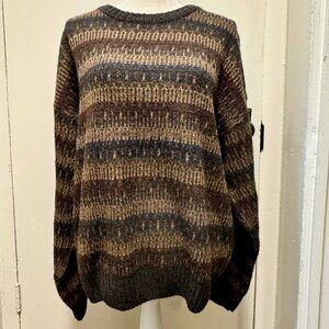 Vintage Geoffrey Beene Eclectic Grandpa Sweater 90's Brown Patterned Sweater/L